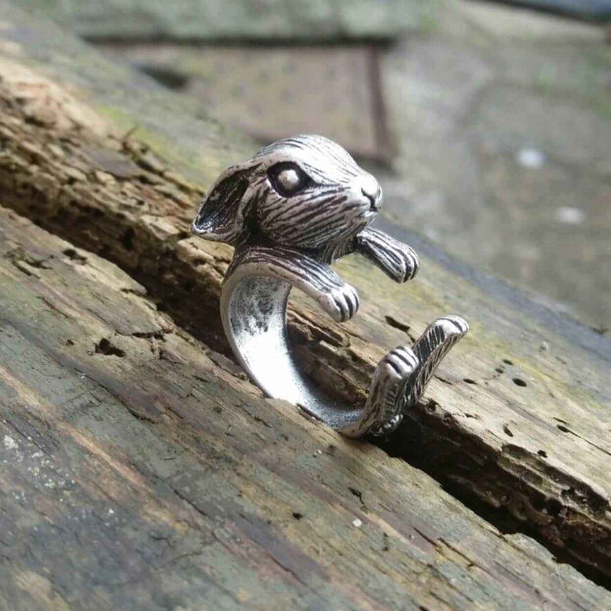  for herSilver Bunny Rabbit Ring Adjustable Animal Jewellery Cute Gifts
