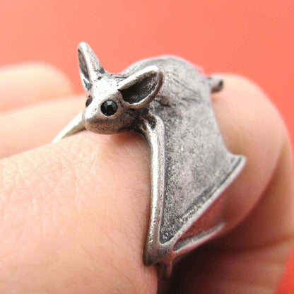 Adjustable open ring animal Bat Ring jewellery jewelry silver cute gifts