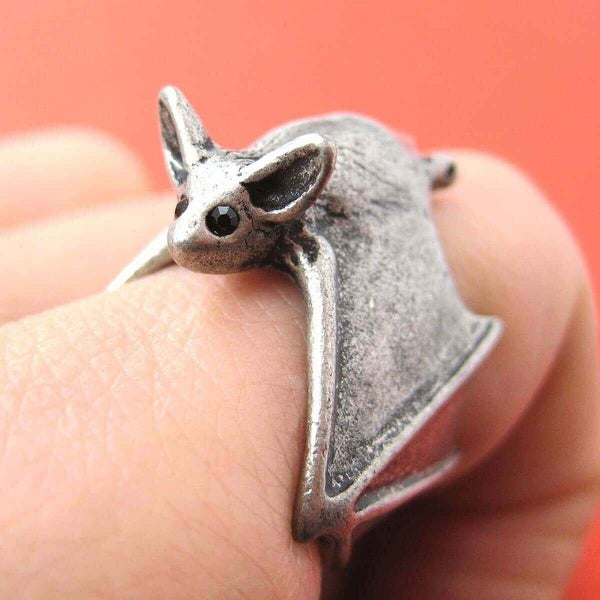 Adjustable open ring animal Bat Ring jewellery jewelry silver cute gifts