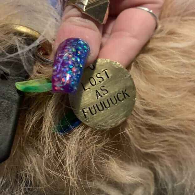 Lost as fuck dog tag hand stamped Personalised id discLost AF