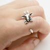 Cute Silver Gazelle Ring Adjustable Animal Jewellery Retro Jewelry