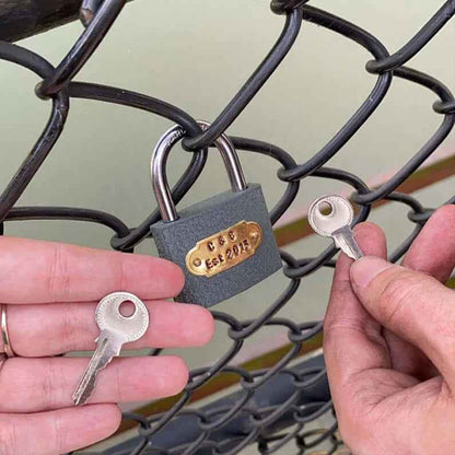 Hand Stamped Personalised Padlock Keyring Anniversary Gifts