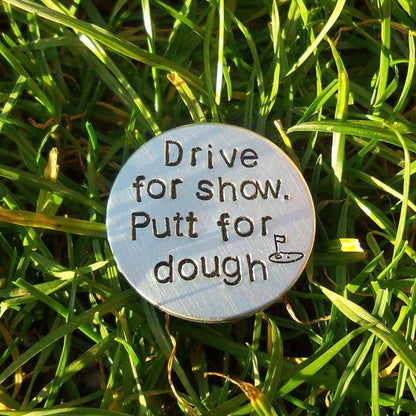 Hand Stamped Personalised Keychain Keyring Anniversary GiftsDrive For Show Putt For Dough