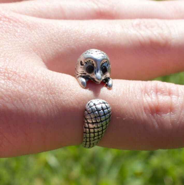 Adjustable size animal ring silver jewellery jewelry dog cat cute rings gifts for Cute Hedgehog Ring