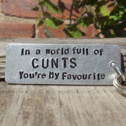 In a world full of cunts you're my favourite keychain keyring