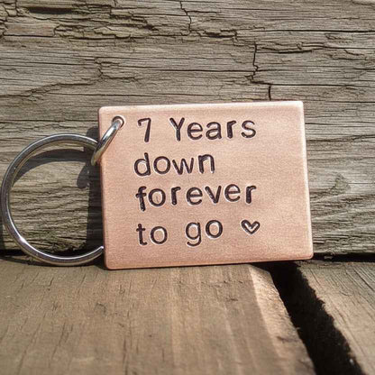 7 Years Down Forever To Go 7th Anniversary Copper Keychain
