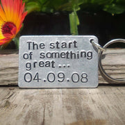 Hand Stamped Personalised Keychain Keyring Anniversary Gifts