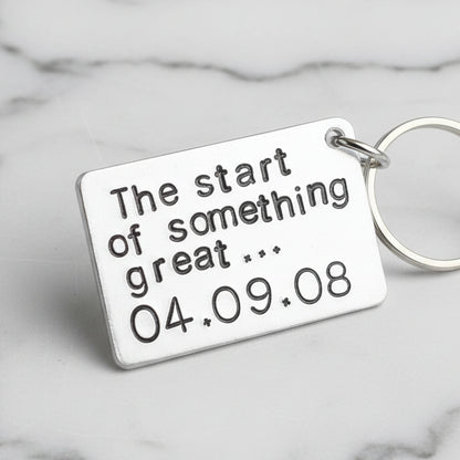 Hand Stamped Personalised Keychain Keyring Anniversary Gifts