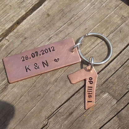 Hand Stamped Personalised Keychain Keyring Anniversary Gifts7 Year Wedding Anniversary