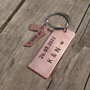 Hand Stamped Personalised Keychain Keyring Anniversary Gifts