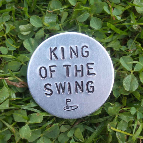 King Of The Swing Silver Golf Ball Marker Anniversary Gift