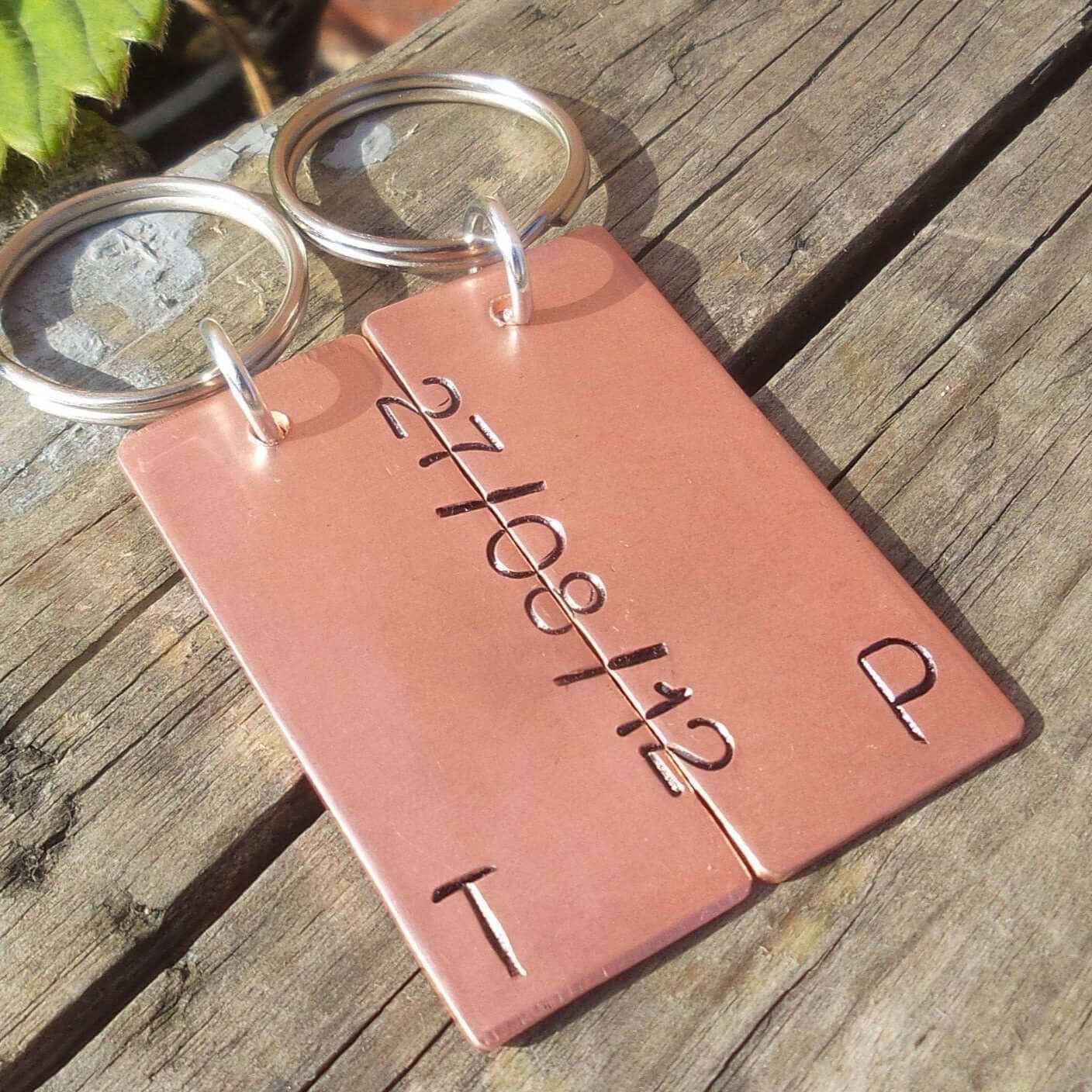 Set Of Personalised Bronze Anniversary Keychains