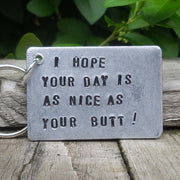 Hand Stamped Personalised Keychain Keyring Anniversary Gifts