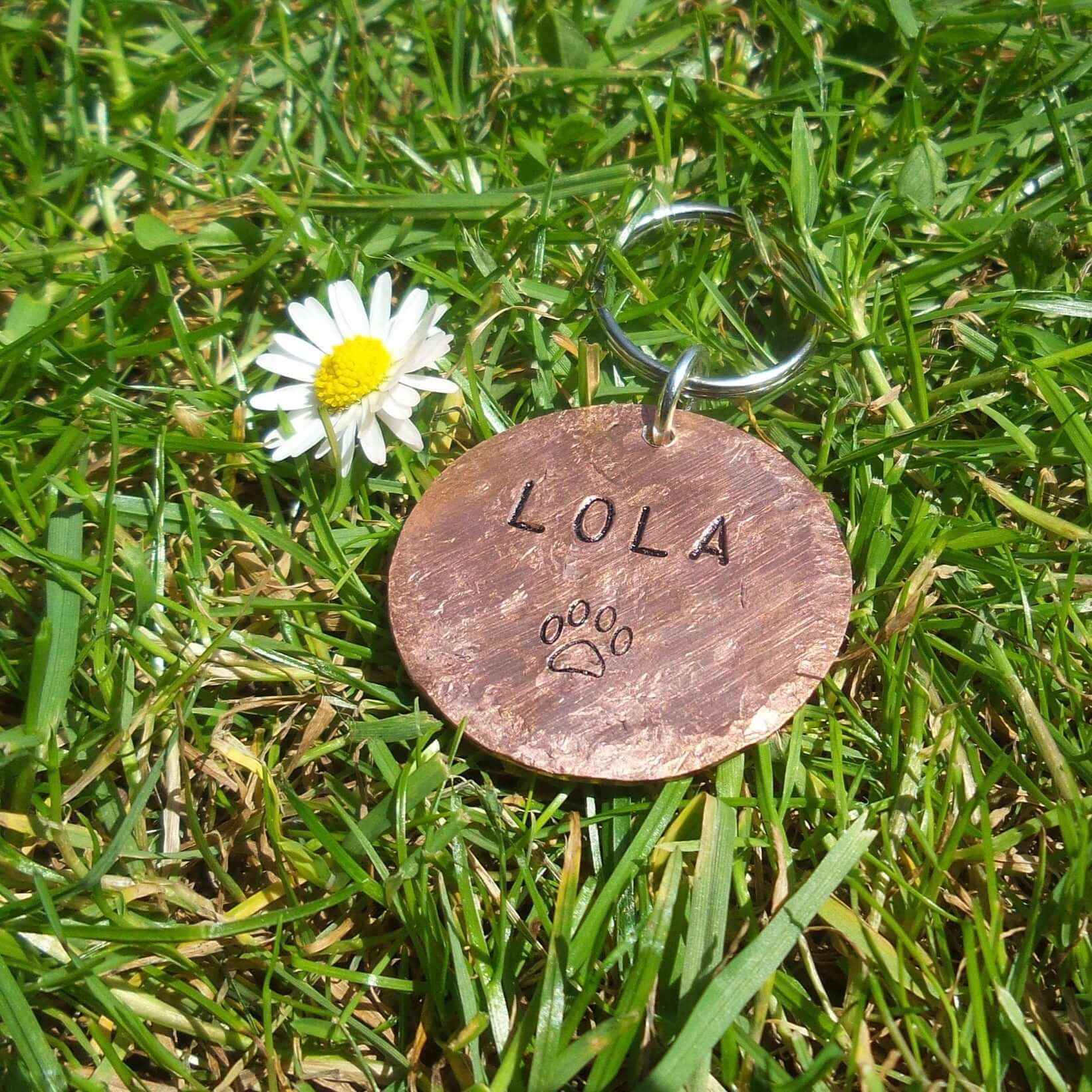 Hand Stamped Copper Dog Tag Personalised Pets ID Disc