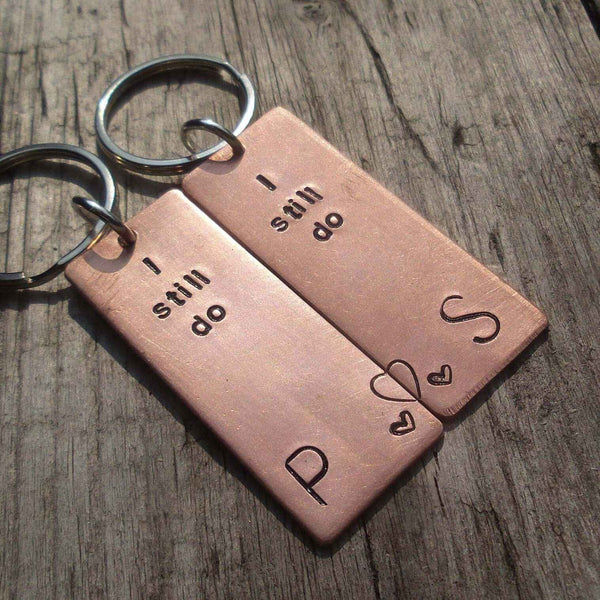 Bronze Wedding Anniversary Gifts Pair Of I Still Do Keychain Keyring