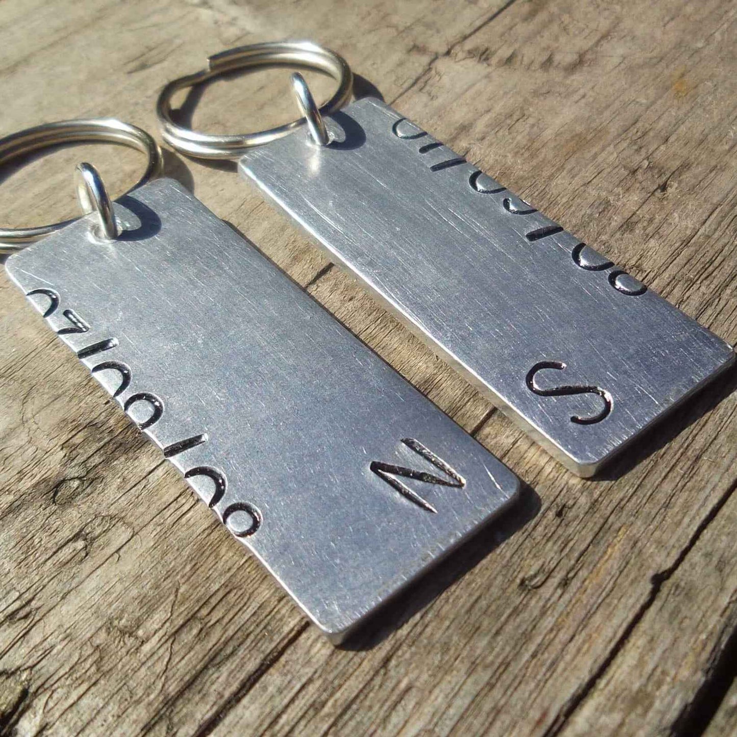 Hand Stamped Personalised Keychain Keyring Anniversary GiftsCouples Secret Message