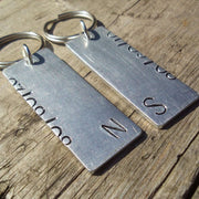 Hand Stamped Personalised Keychain Keyring Anniversary Gifts