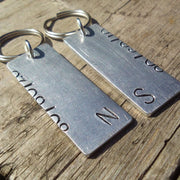 Hand Stamped Personalised Keychain Keyring Anniversary Gifts