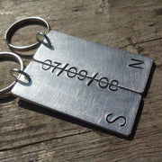 Hand Stamped Personalised Keychain Keyring Anniversary Gifts