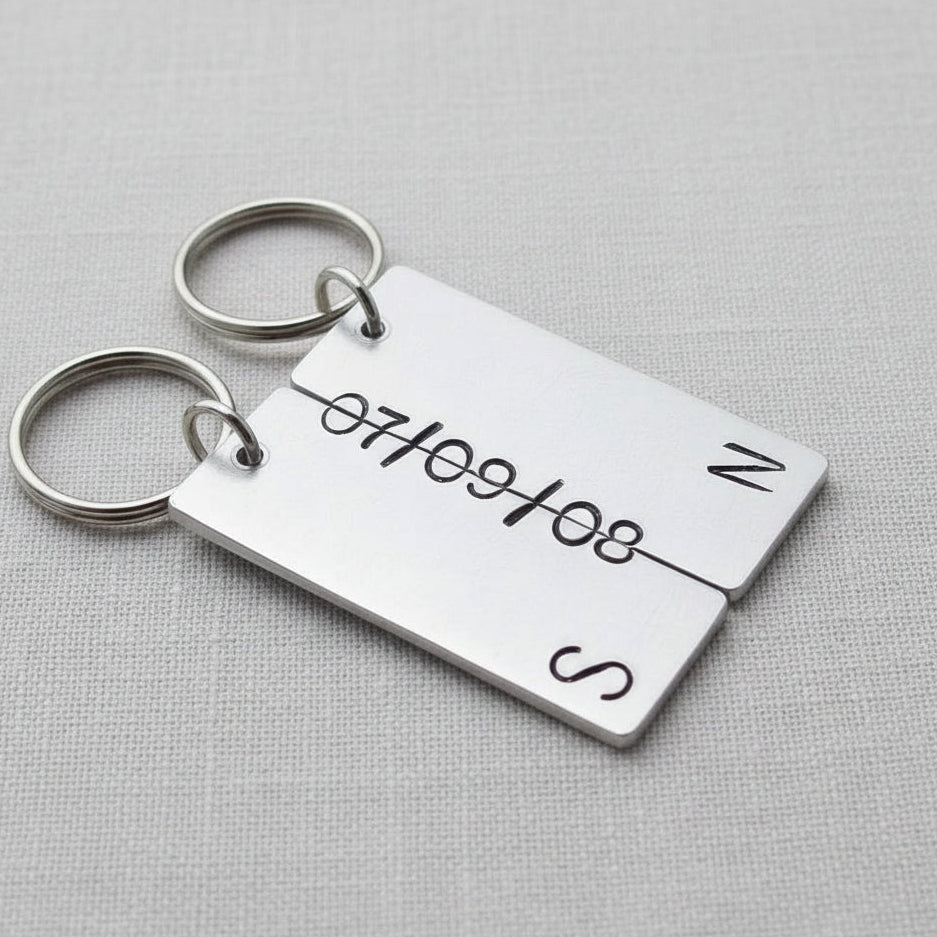 Hand Stamped Personalised Keychain Keyring Anniversary Gifts Cool Keyrings