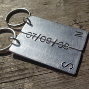 Hand Stamped Personalised Keychain Keyring Anniversary Gifts