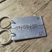 Hand Stamped Personalised Keychain Keyring Anniversary Gifts