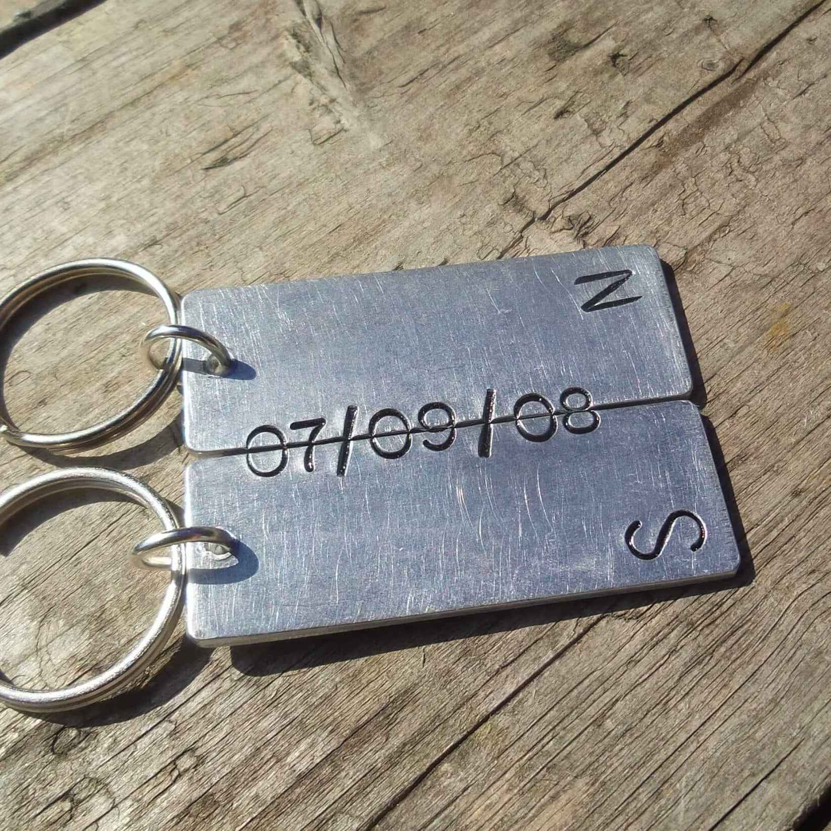 Hand Stamped Personalised Keychain Keyring Anniversary GiftsCouples Secret Message