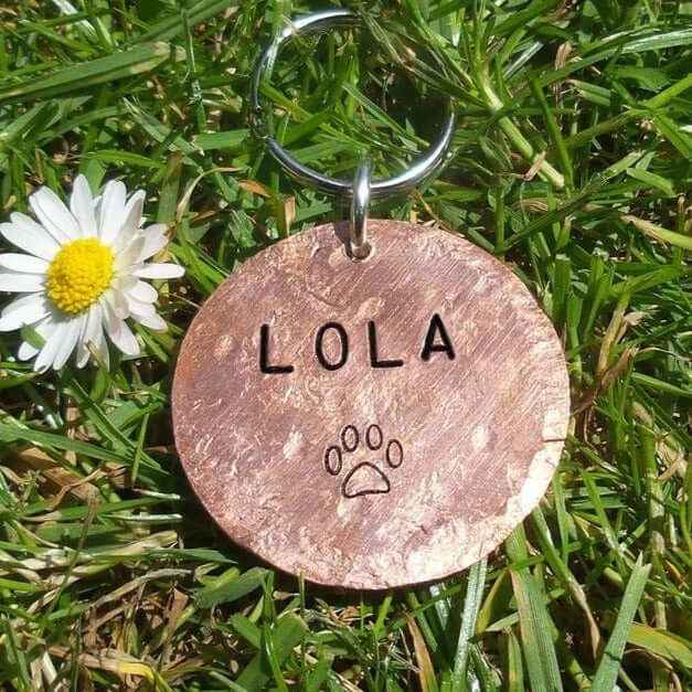 Hand Stamped Copper Dog Tag Personalised Pets ID Disc