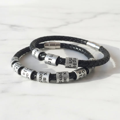 Black Leather Braided Bracelet