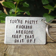 Hand Stamped Personalised Keychain Keyring Anniversary Gifts
