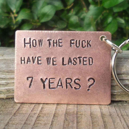 7th Wedding Anniversary Gifts Copper Anniversary Gift 7th Anniversary Copper Gifts Personalised Husband Wife Keychain