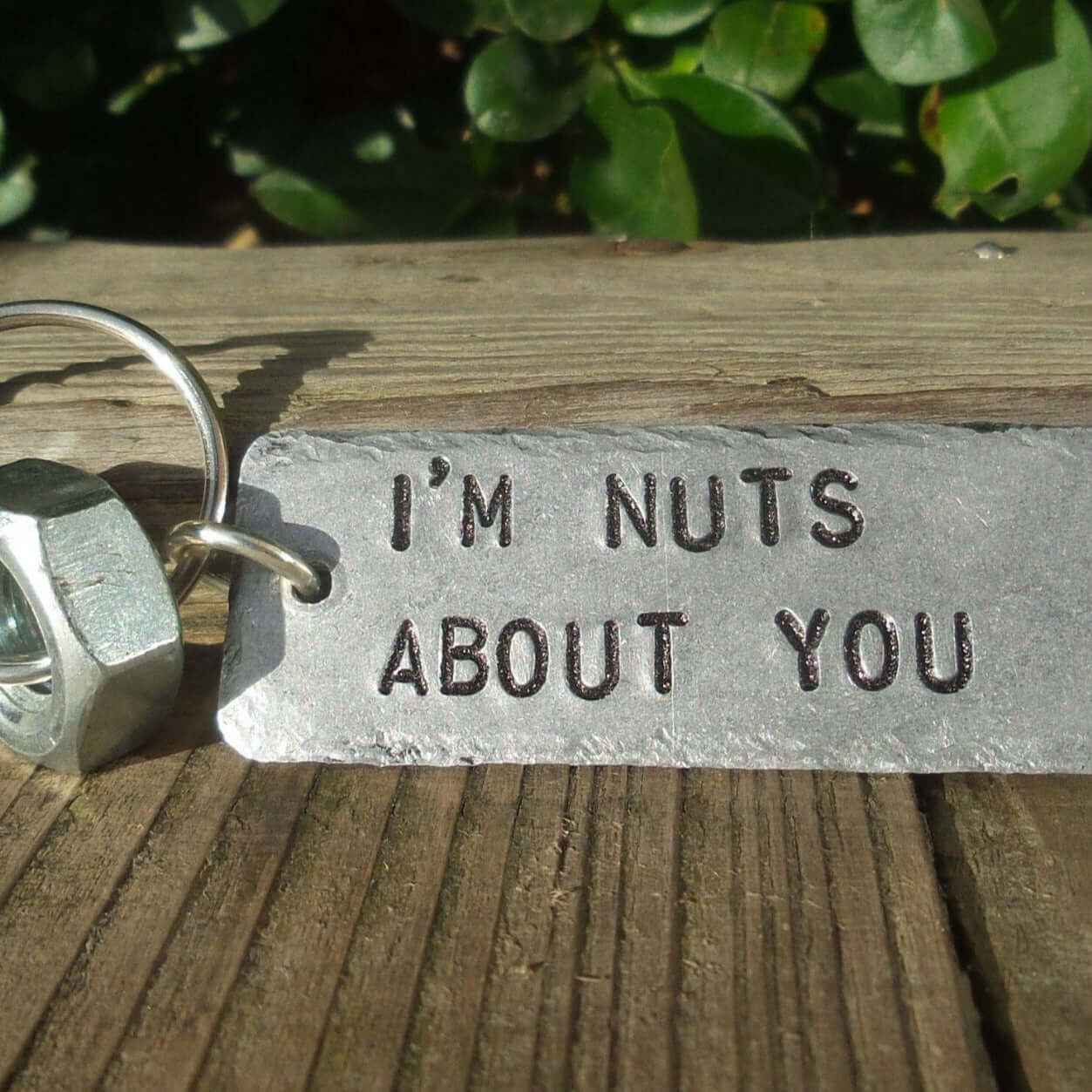 I'm Nuts About You Keyring Funny Gifts Anniversary Birthday Keychain