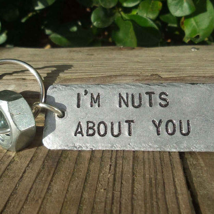 I'm Nuts About You Keyring Funny Gifts Anniversary Birthday Keychain