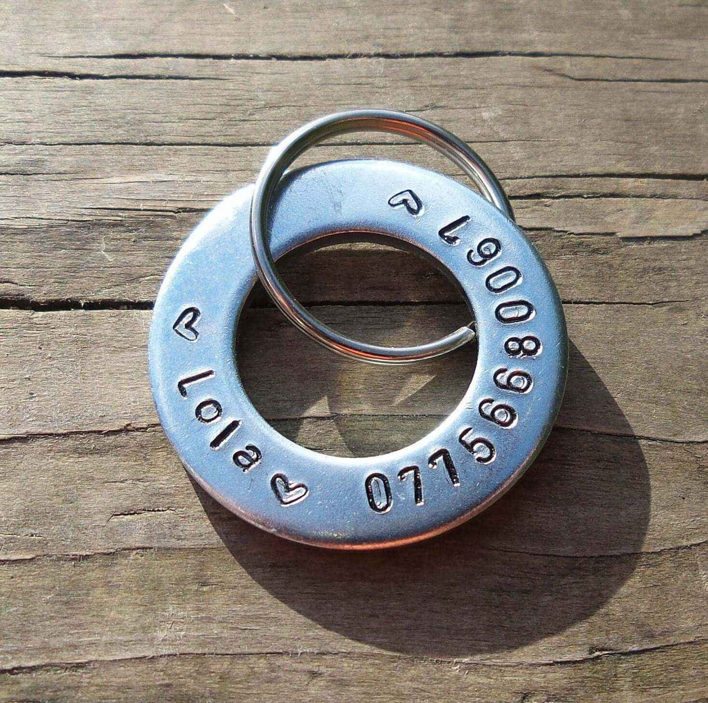 Hand stamped dog tags personalised pet id disc dog collar tag copper Steel gold