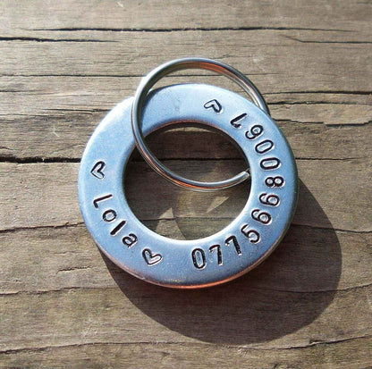 Hand stamped dog tags personalised pet id disc dog collar tag copper Steel gold