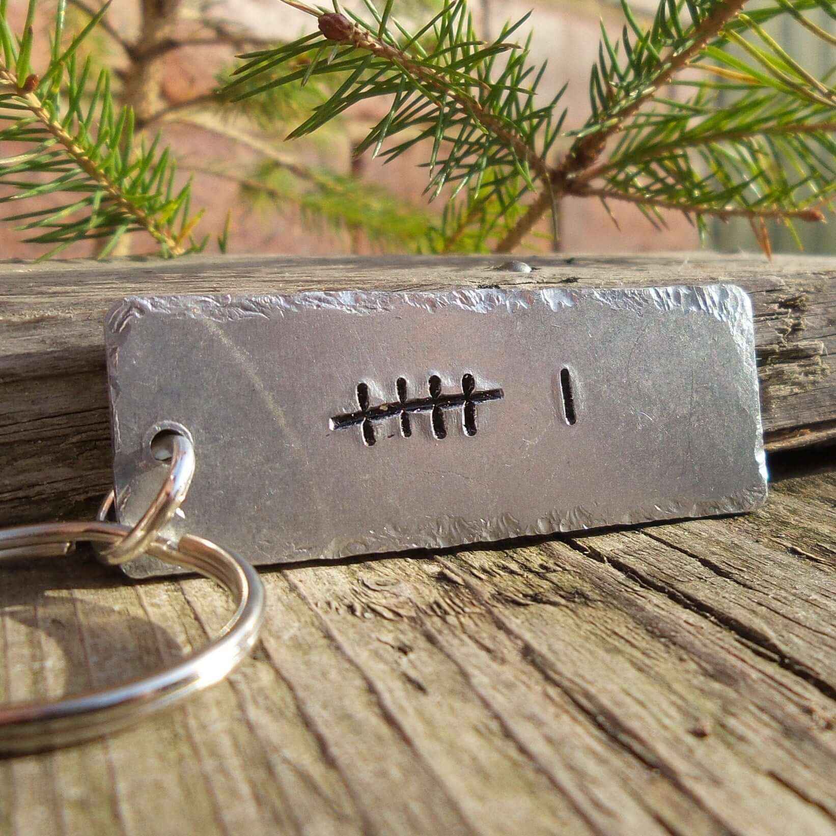 Hand Stamped Gifts 6th Iron Tally Mark Keychain Gifts For Him Her 6 Years