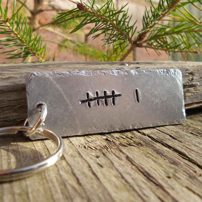 Hand Stamped Gifts 6th Iron Tally Mark Keychain Gifts For Him Her 6 Years