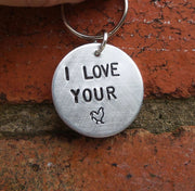 Hand Stamped Personalised Keychain Keyring Anniversary Gifts