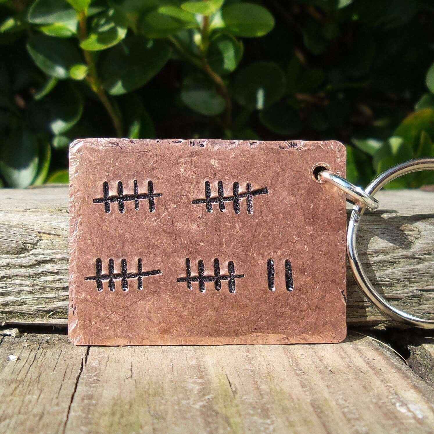 Hand Stamped Personalised Keychain Keyring Anniversary Gifts Pick Any Year