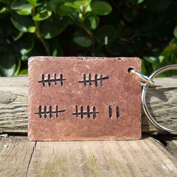 Hand Stamped Personalised Keychain Keyring Anniversary Gifts Pick Any Year