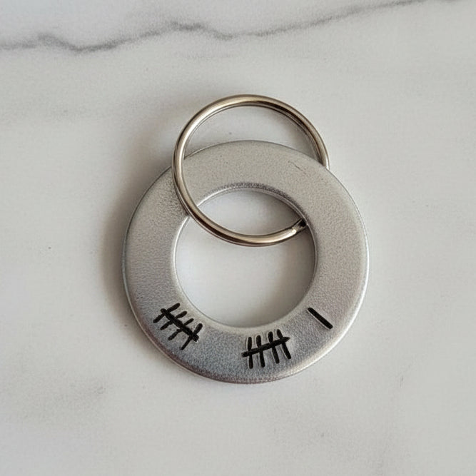 11th Wedding Anniversary Steel Anniversary Gifts 11 Years Tally mark 11 hand stamped keychain