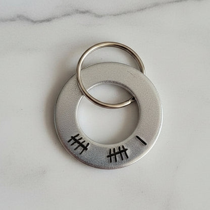 11th Wedding Anniversary Steel Anniversary Gifts 11 Years Tally mark 11 hand stamped keychain