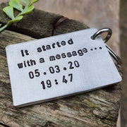 Hand Stamped Personalised Keychain Keyring Anniversary Gifts