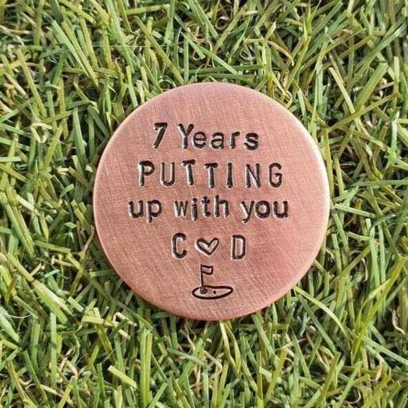 7 Years Putting Up With You Copper Golf Marker Gifts 7th Anniversary