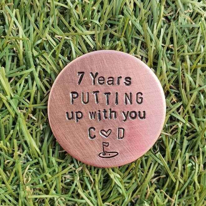 7 Years Putting Up With You Copper Golf Marker Gifts 7th Anniversary