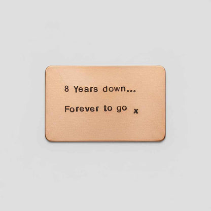8th Wedding anniversary gift Bronze Anniversary Gifts 8 Years Down Forever To Go 8th Anniversary Wallet Insert Card