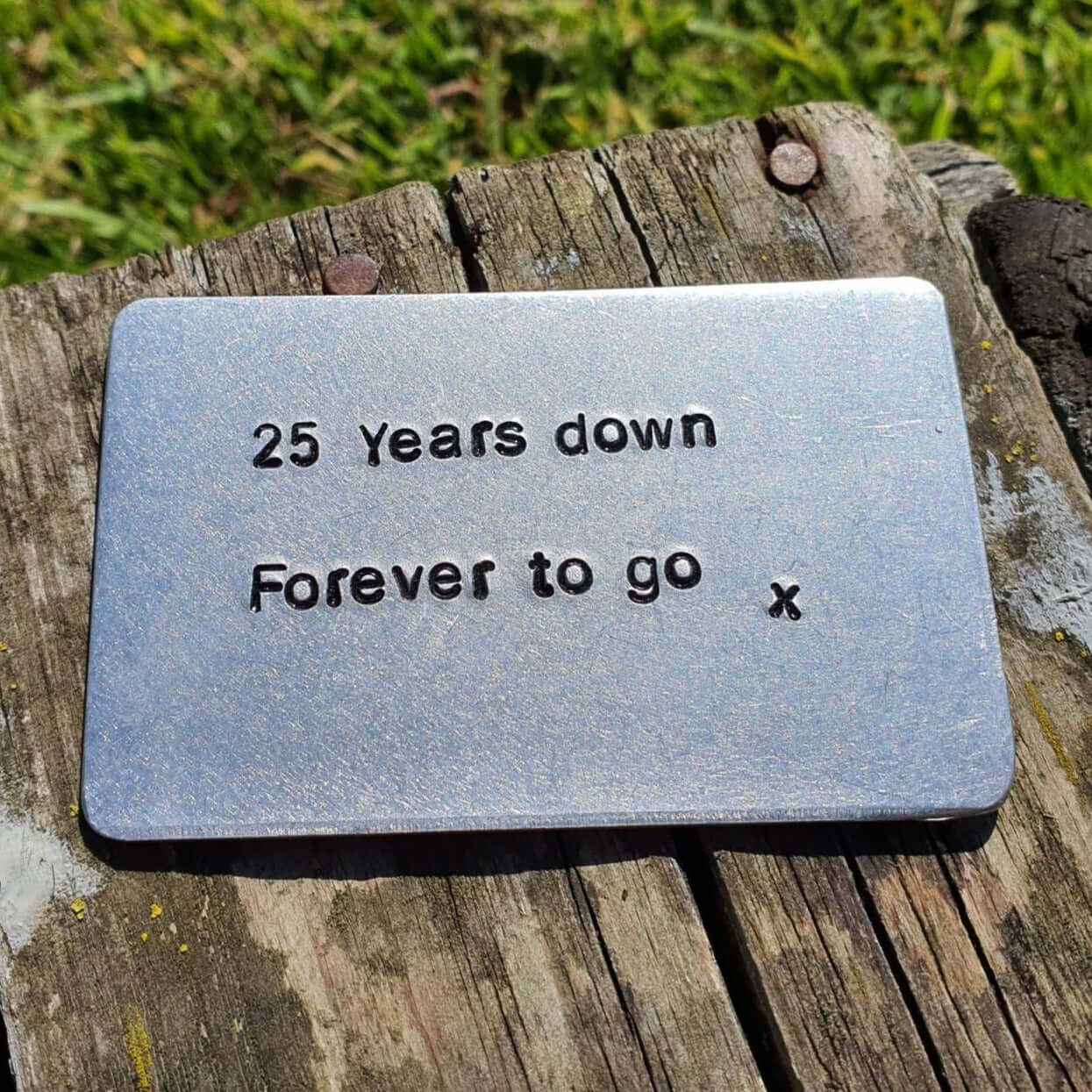 Hand Stamped Personalised Keychain Keyring Anniversary Gifts 25th 25 Yearsanniversary