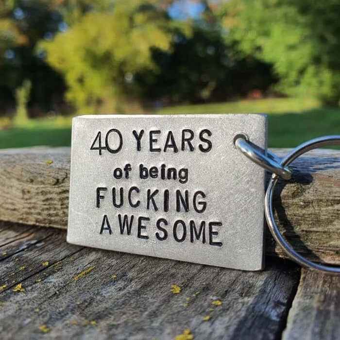 40th Birthday 40 Years Of Being Awesome Funny Keychain