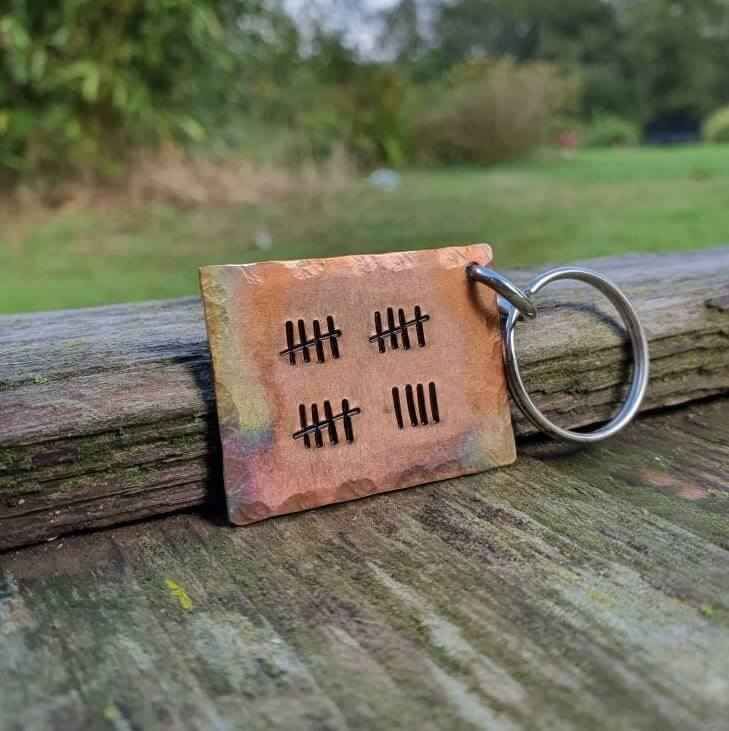 Tally Mark 19 Years 19th Bronze Anniversary Gifts Keychain 