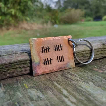Tally Mark 19 Years 19th Bronze Anniversary Gifts Keychain 